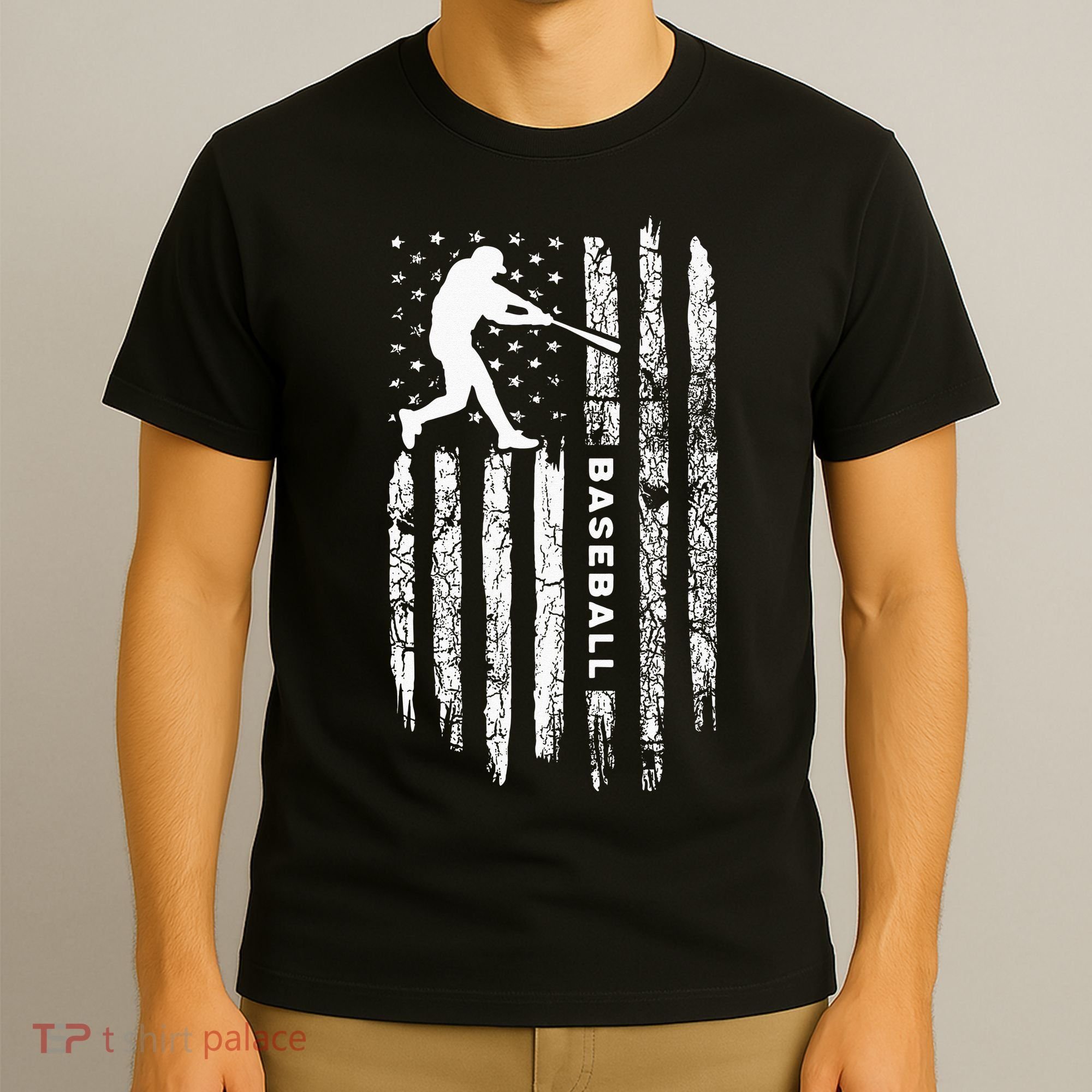 American Flag Baseball Apparel Vintage Baseball T-Shirt