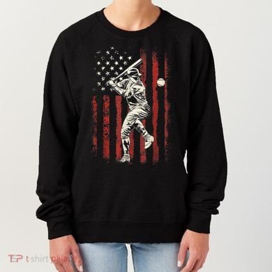 American Flag Baseball Team Gift For Men Women's Sweatshirt