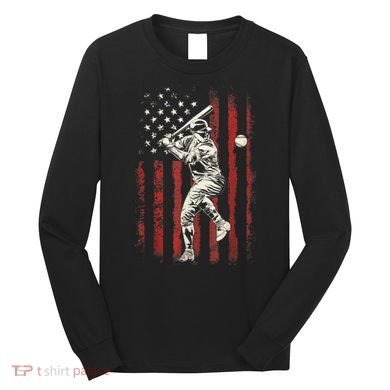 American Flag Baseball Team Gift For Men Long Sleeve Shirt