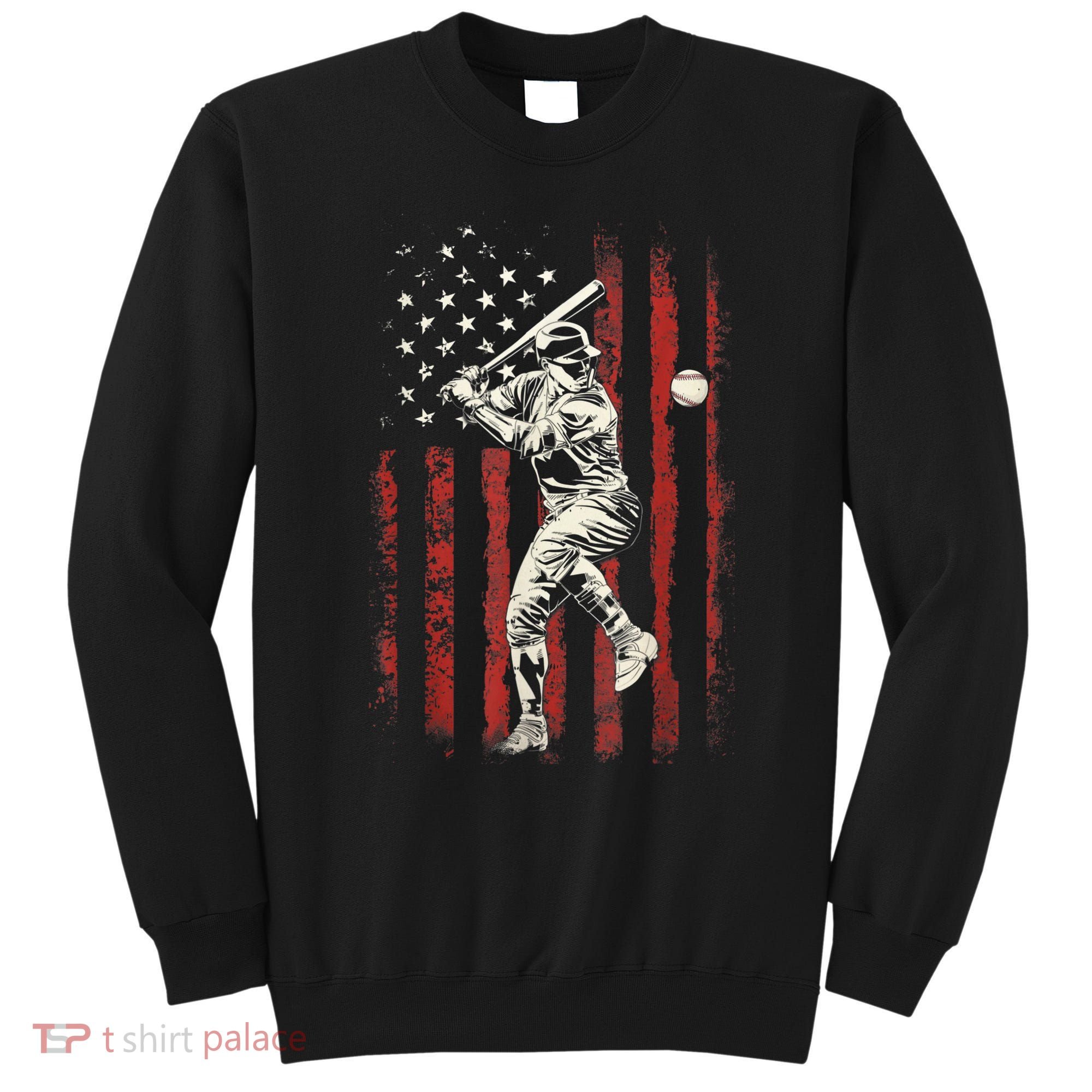 American Flag Baseball Team Gift For Men Sweatshirt