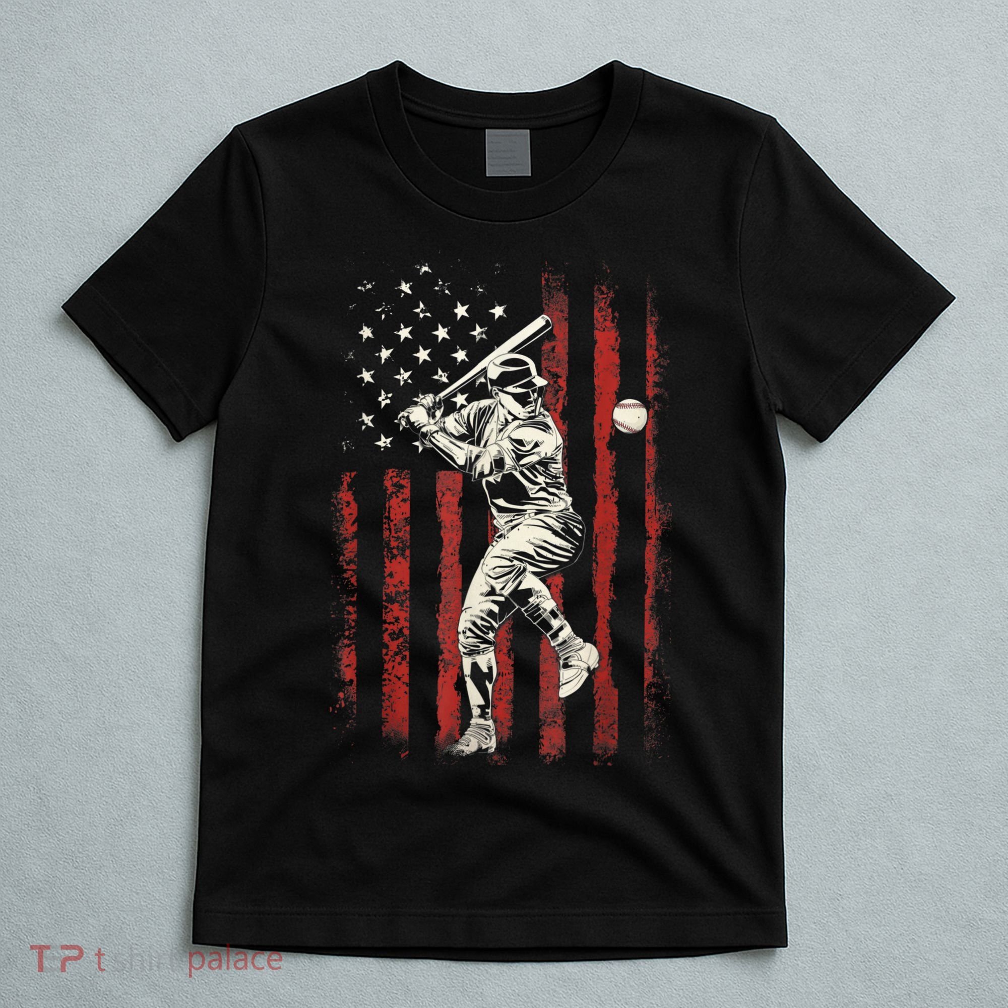 American Flag Baseball Team Gift For Men T-Shirt