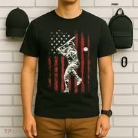 American Flag Baseball Team Gift For Men T-Shirt thumb 6