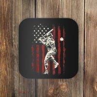 American Flag Baseball Team Gift For Men Coaster thumb 0