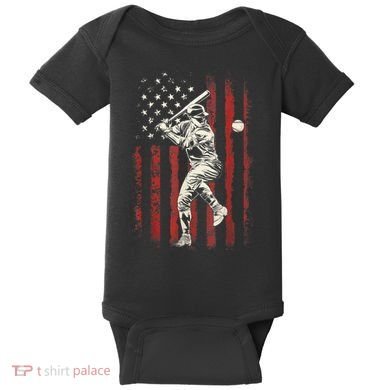 American Flag Baseball Team Gift For Men Baby Bodysuit
