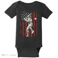 American Flag Baseball Team Gift For Men Baby Bodysuit thumb 0
