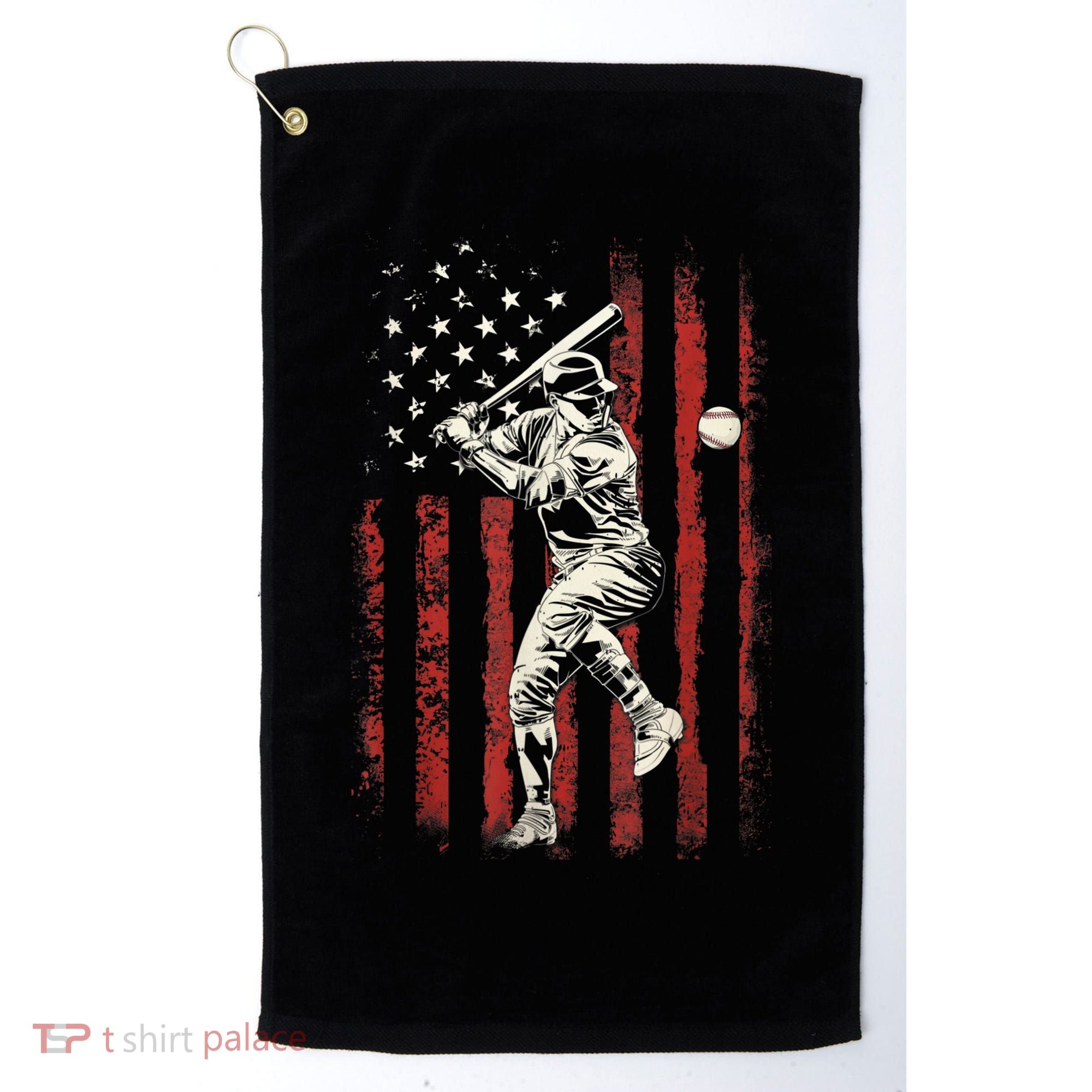 American Flag Baseball Team Gift For Men Golf Towel