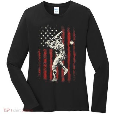 American Flag Baseball Team Gift For Men Women's Long Sleeve Shirt