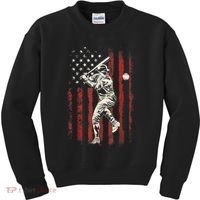American Flag Baseball Team Gift For Men Kids Sweatshirt thumb 0