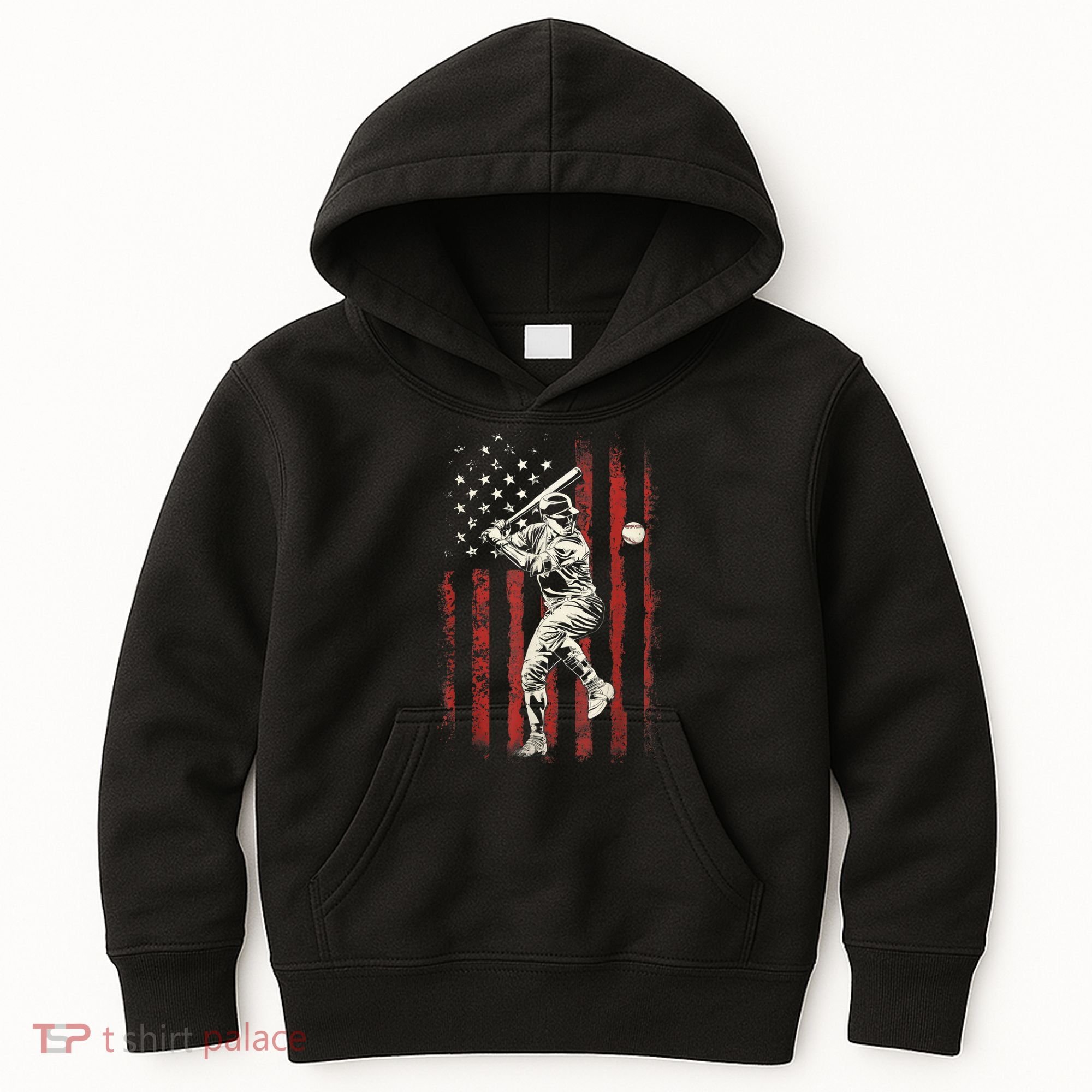 American Flag Baseball Team Gift For Men Kids Hoodie