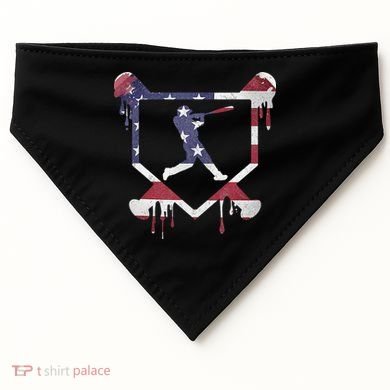 American Flag Baseball Dripping Ice Cream Home Plate USA-Made Doggie Bandana