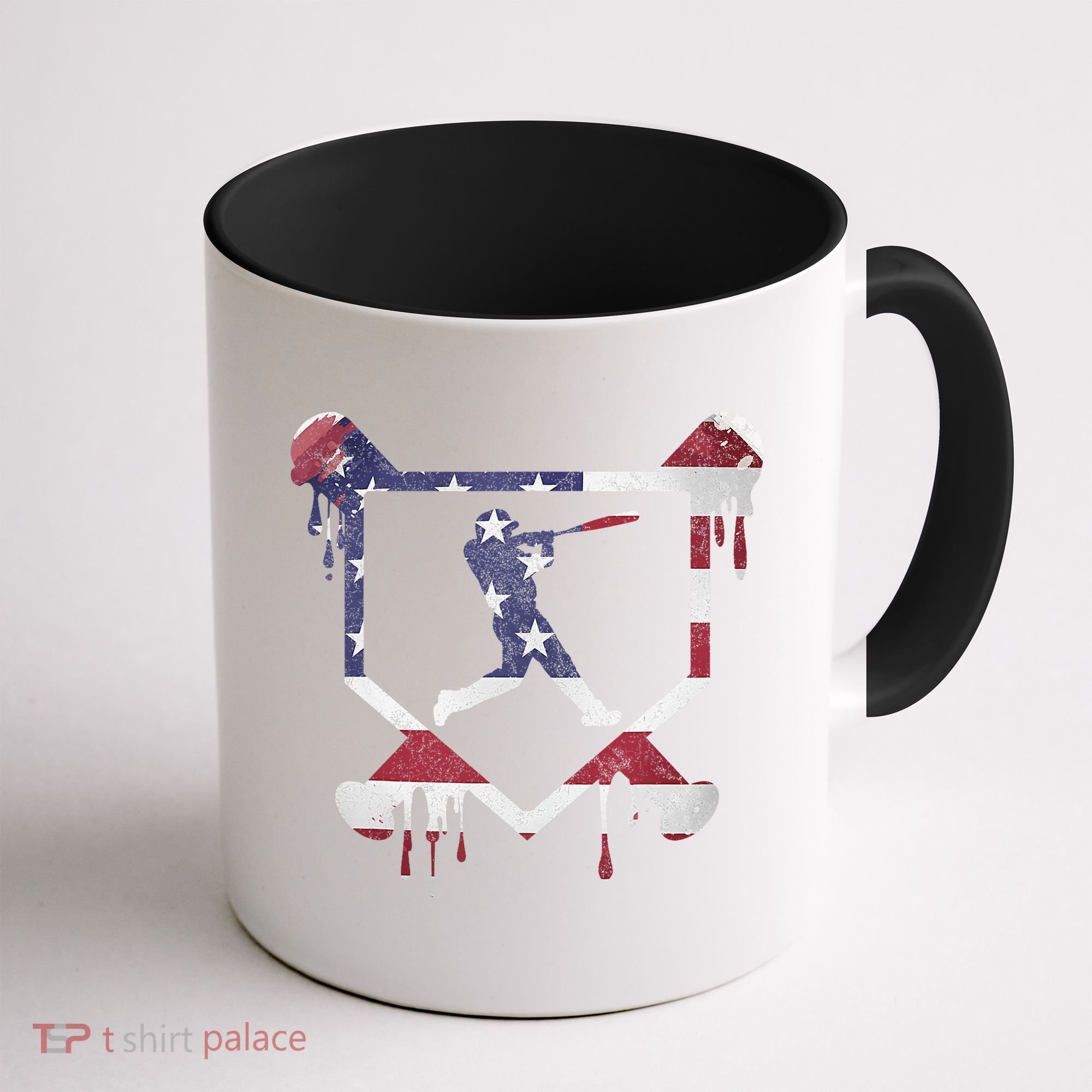 American Flag Baseball Dripping Ice Cream Home Plate Coffee Mug