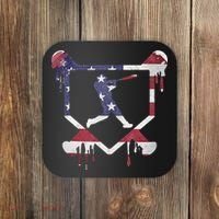 American Flag Baseball Dripping Ice Cream Home Plate Coaster thumb 0