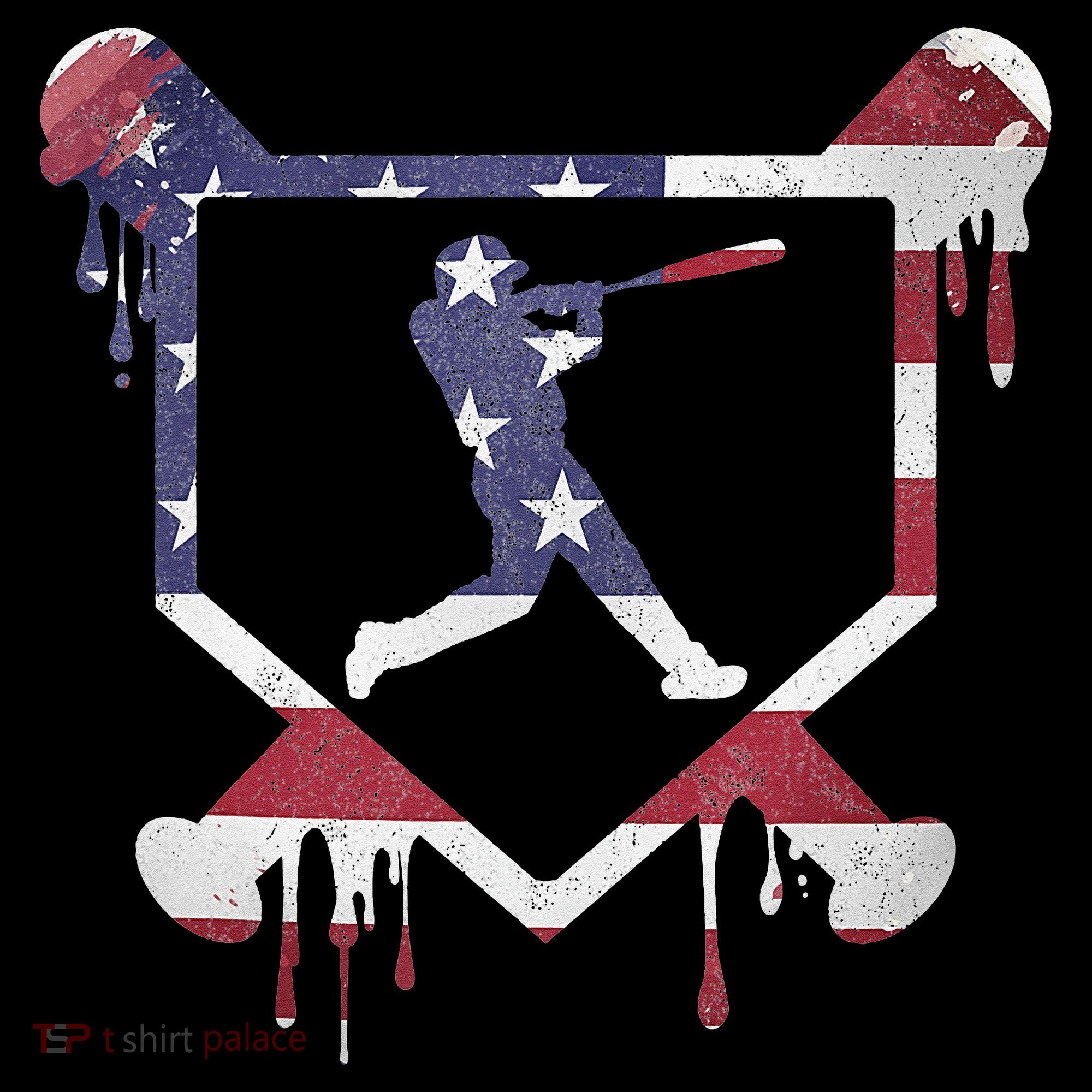 American Flag Baseball Dripping Ice Cream Home Plate Women's Hoodie