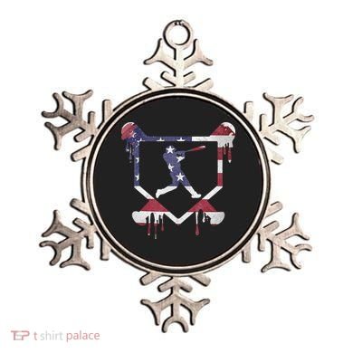 American Flag Baseball Dripping Ice Cream Home Plate Ornament