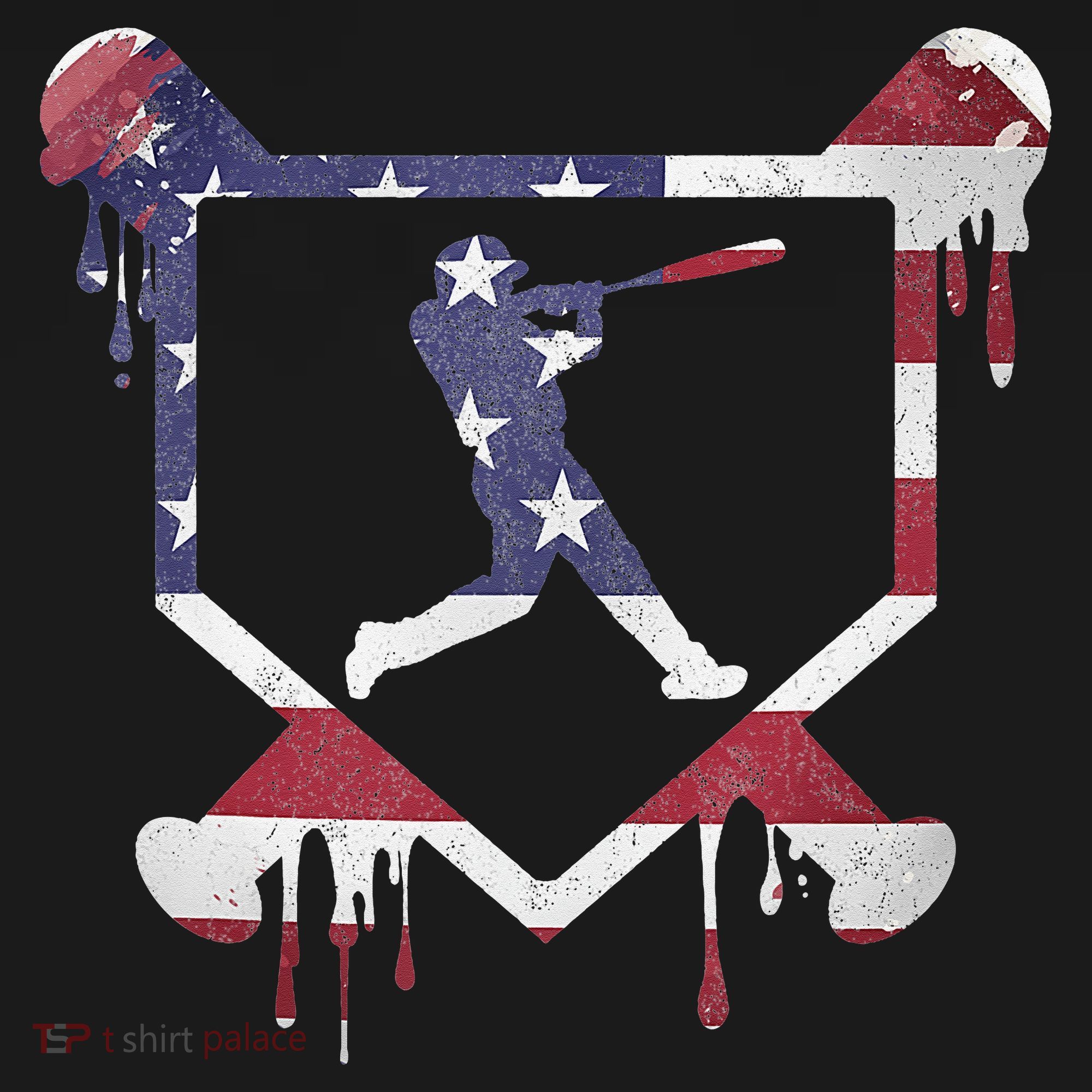 American Flag Baseball Dripping Ice Cream Home Plate Ornament