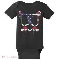 American Flag Baseball Dripping Ice Cream Home Plate Baby Bodysuit thumb 0