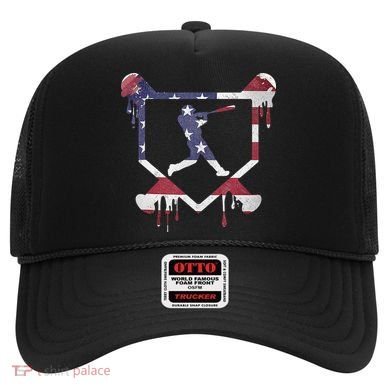 American Flag Baseball Dripping Ice Cream Home Plate Hat