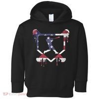 American Flag Baseball Dripping Ice Cream Home Plate Toddler Hoodie thumb 0