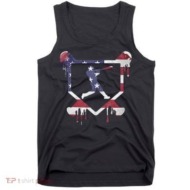 American Flag Baseball Dripping Ice Cream Home Plate Tank Top