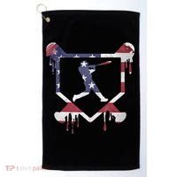 American Flag Baseball Dripping Ice Cream Home Plate Golf Towel thumb 0