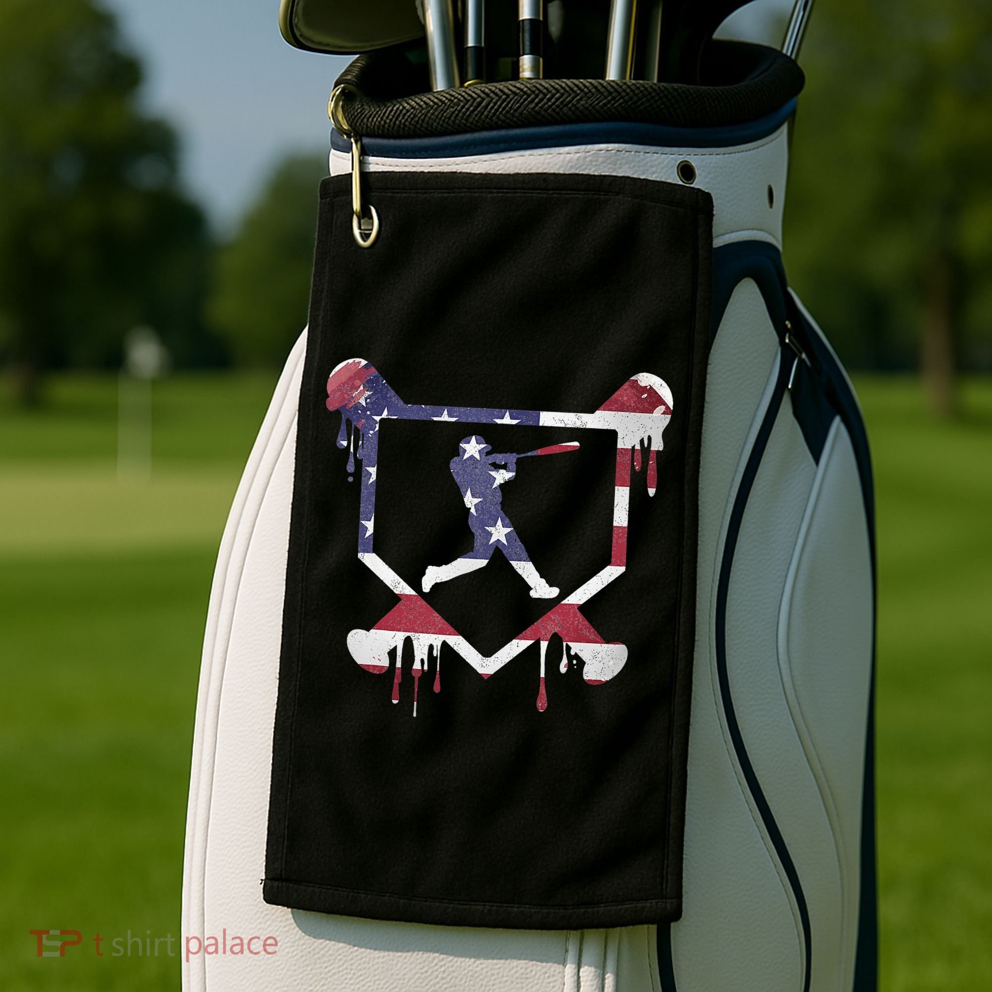 American Flag Baseball Dripping Ice Cream Home Plate Golf Towel