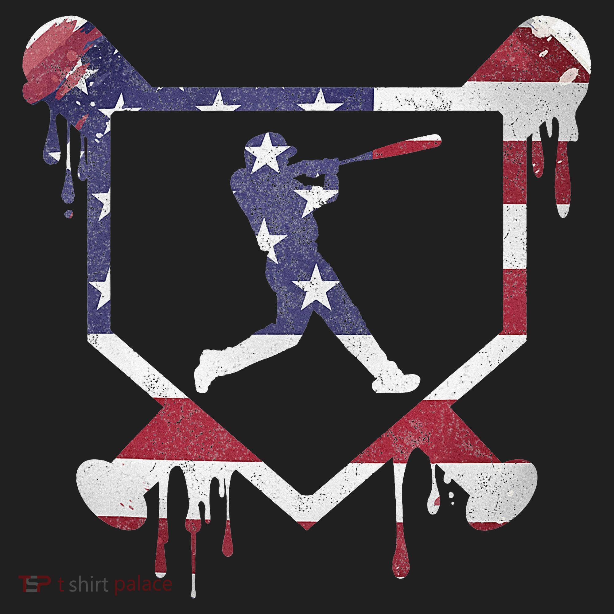 American Flag Baseball Dripping Ice Cream Home Plate Golf Towel