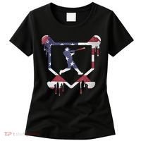 American Flag Baseball Dripping Ice Cream Home Plate Women's T-Shirt thumb 0