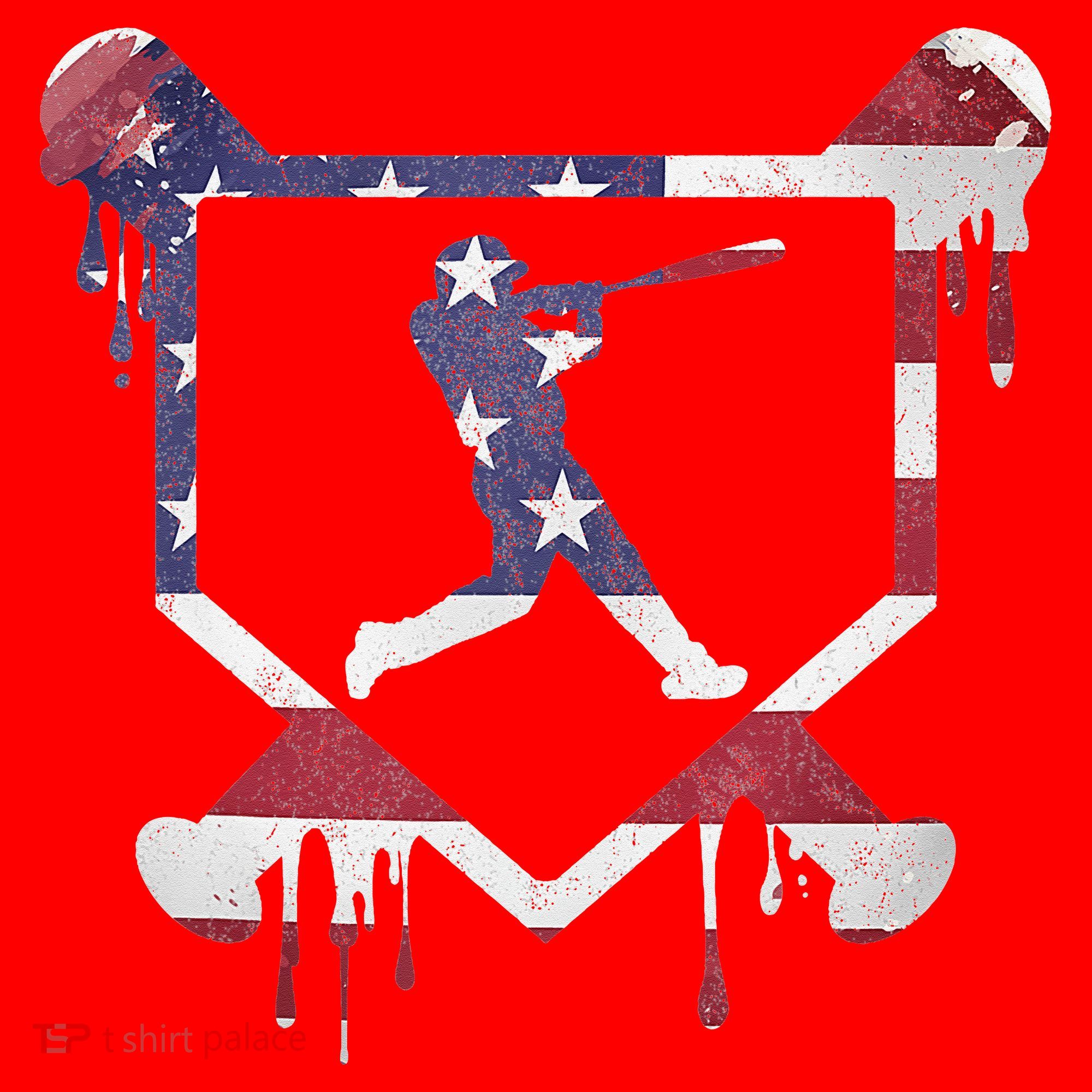 American Flag Baseball Dripping Ice Cream Home Plate Santa Hat