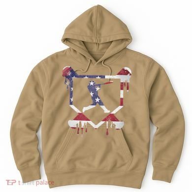American Flag Baseball Dripping Ice Cream Home Plate Hoodie