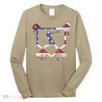 American Flag Baseball Dripping Ice Cream Home Plate Long Sleeve Shirt thumb 0