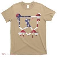American Flag Baseball Dripping Ice Cream Home Plate T-Shirt thumb 0