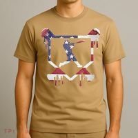 American Flag Baseball Dripping Ice Cream Home Plate T-Shirt thumb 3