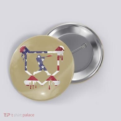 American Flag Baseball Dripping Ice Cream Home Plate Button