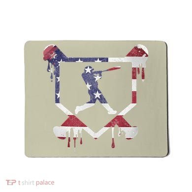American Flag Baseball Dripping Ice Cream Home Plate Mousepad
