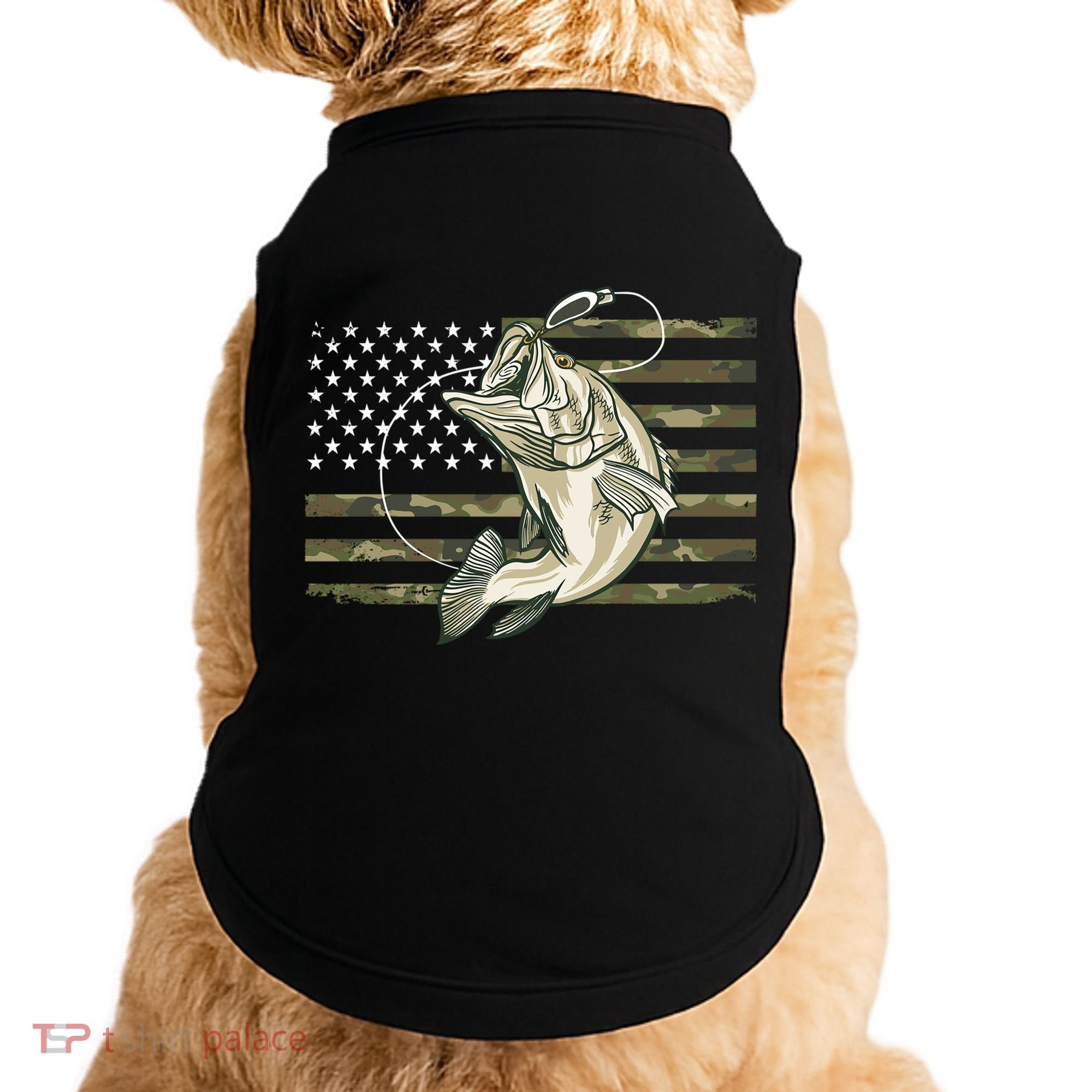 American Flag Bass Fish Fisherman Doggie Tank