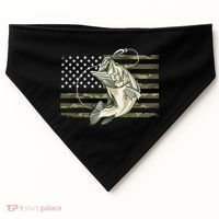 American Flag Bass Fish Fisherman USA-Made Doggie Bandana thumb 0