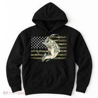 American Flag Bass Fish Fisherman Hoodie thumb 0