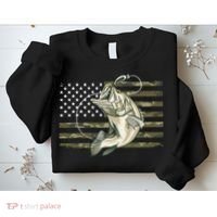 American Flag Bass Fish Fisherman Sweatshirt thumb 2