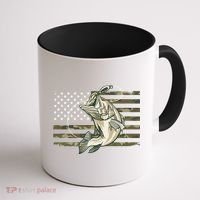 American Flag Bass Fish Fisherman Coffee Mug thumb 1