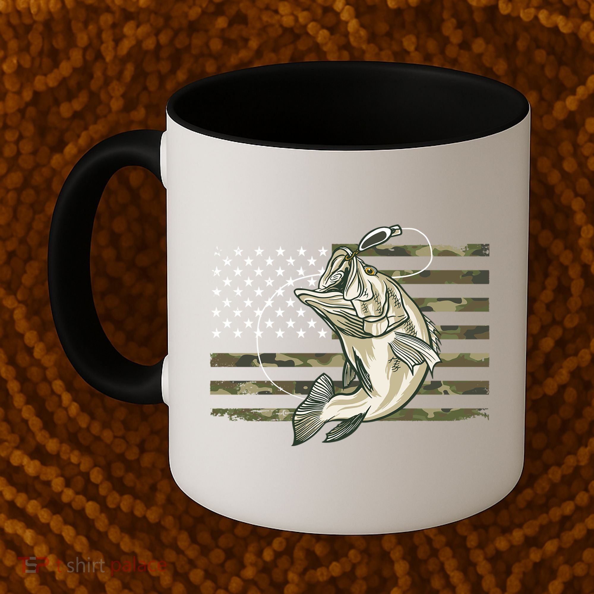 American Flag Bass Fish Fisherman Coffee Mug