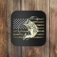 American Flag Bass Fish Fisherman Coaster thumb 0