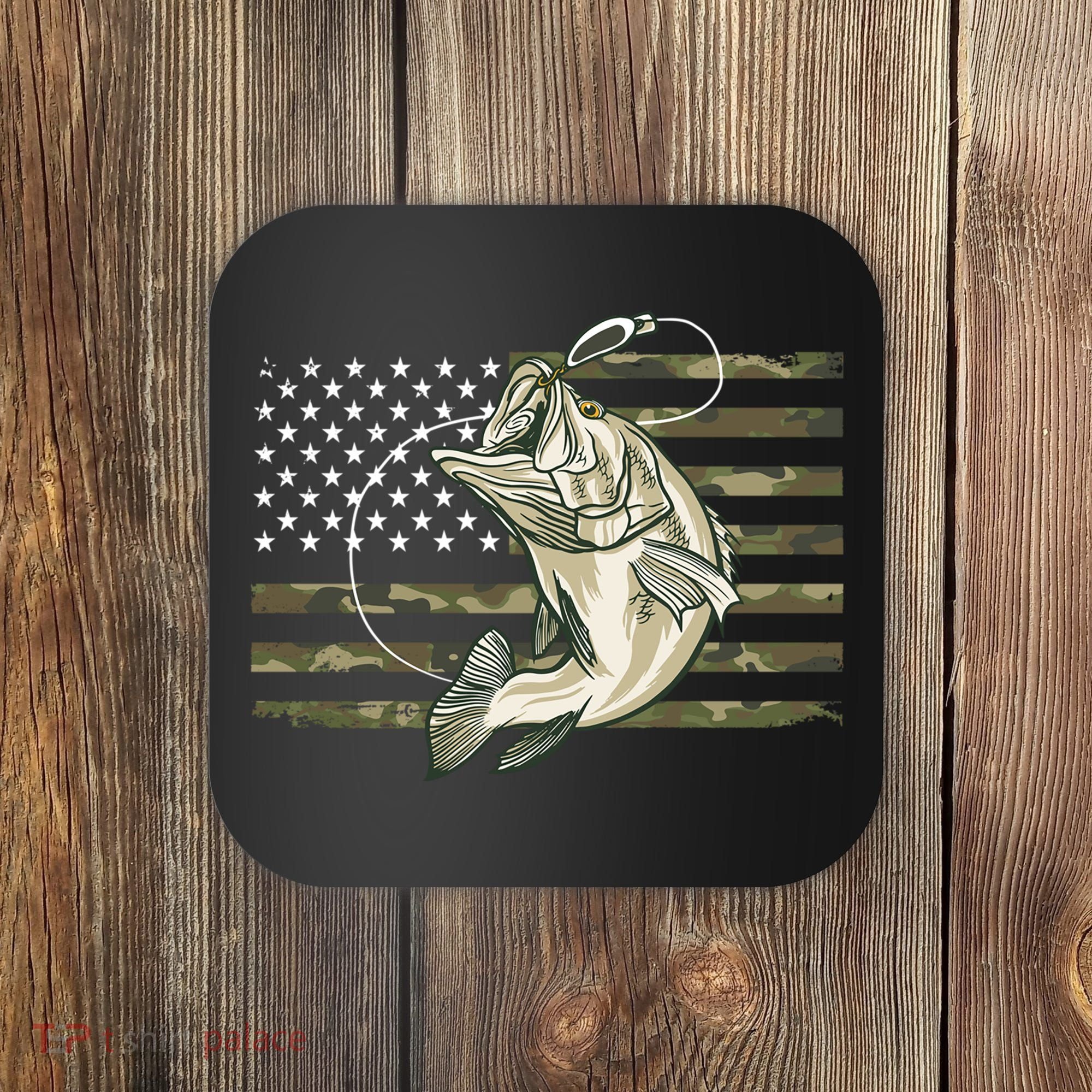 American Flag Bass Fish Fisherman Coaster