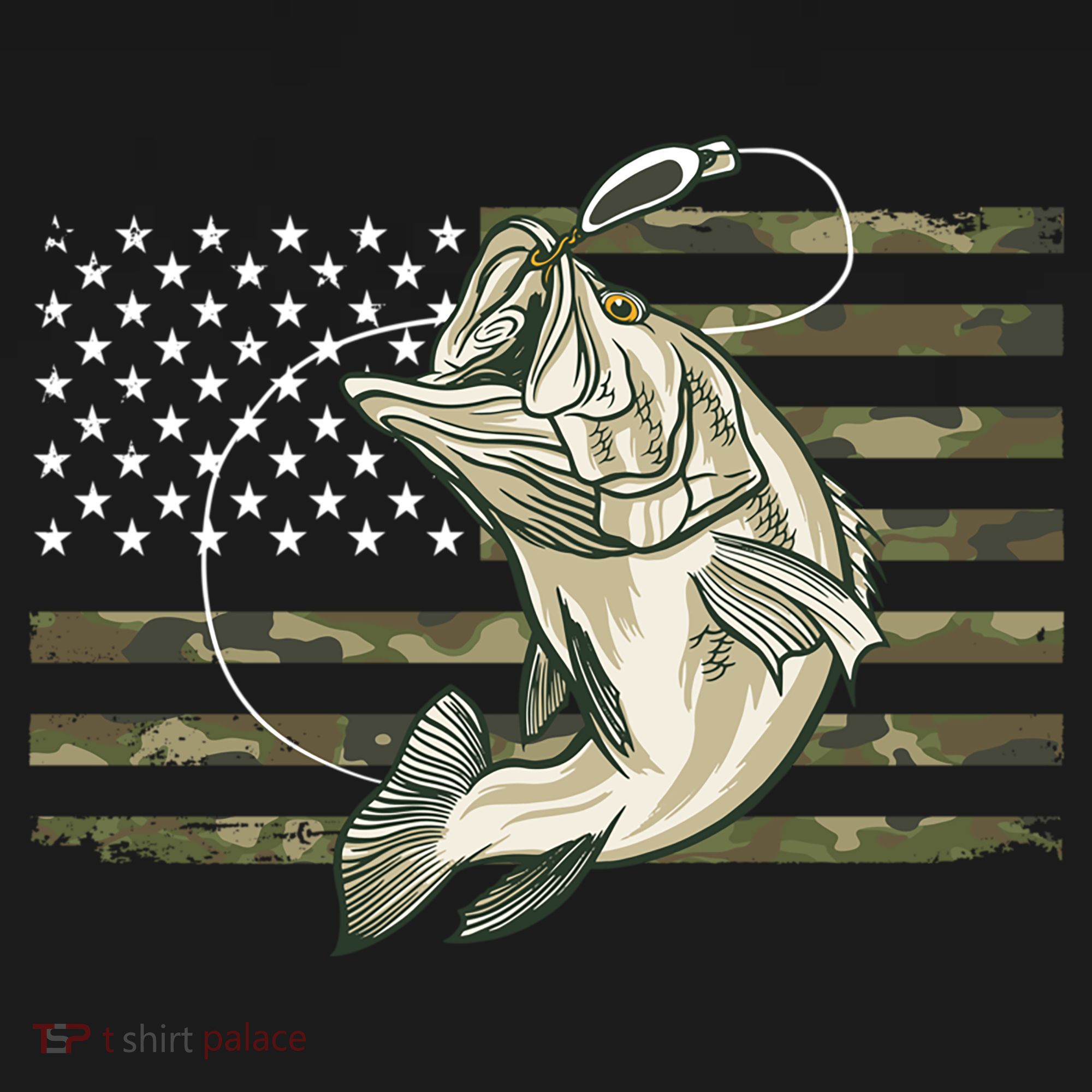 American Flag Bass Fish Fisherman Women's Hoodie