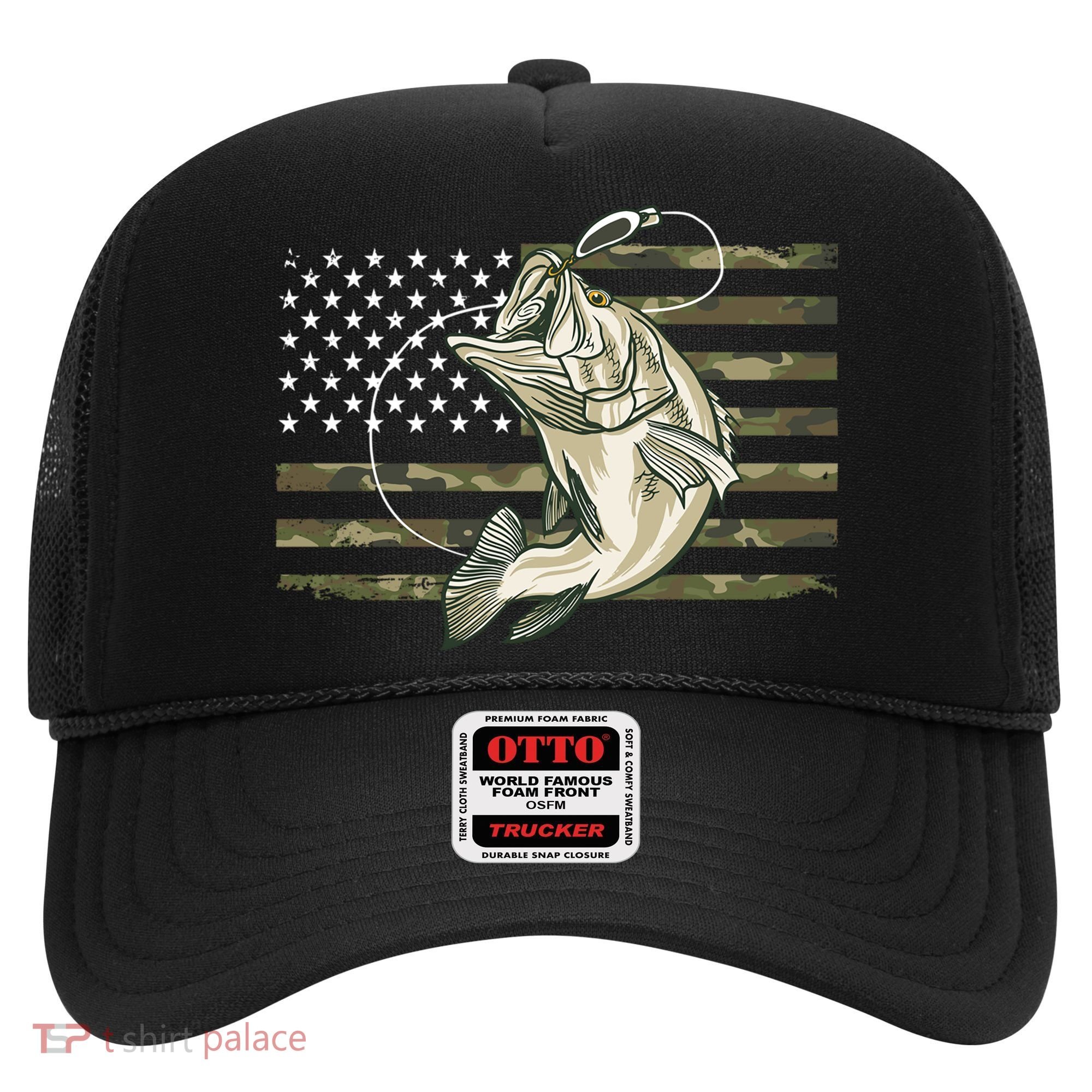 American Flag Bass Fish Fisherman Hat
