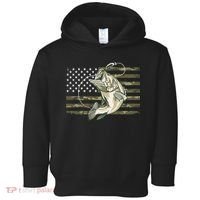 American Flag Bass Fish Fisherman Toddler Hoodie thumb 0