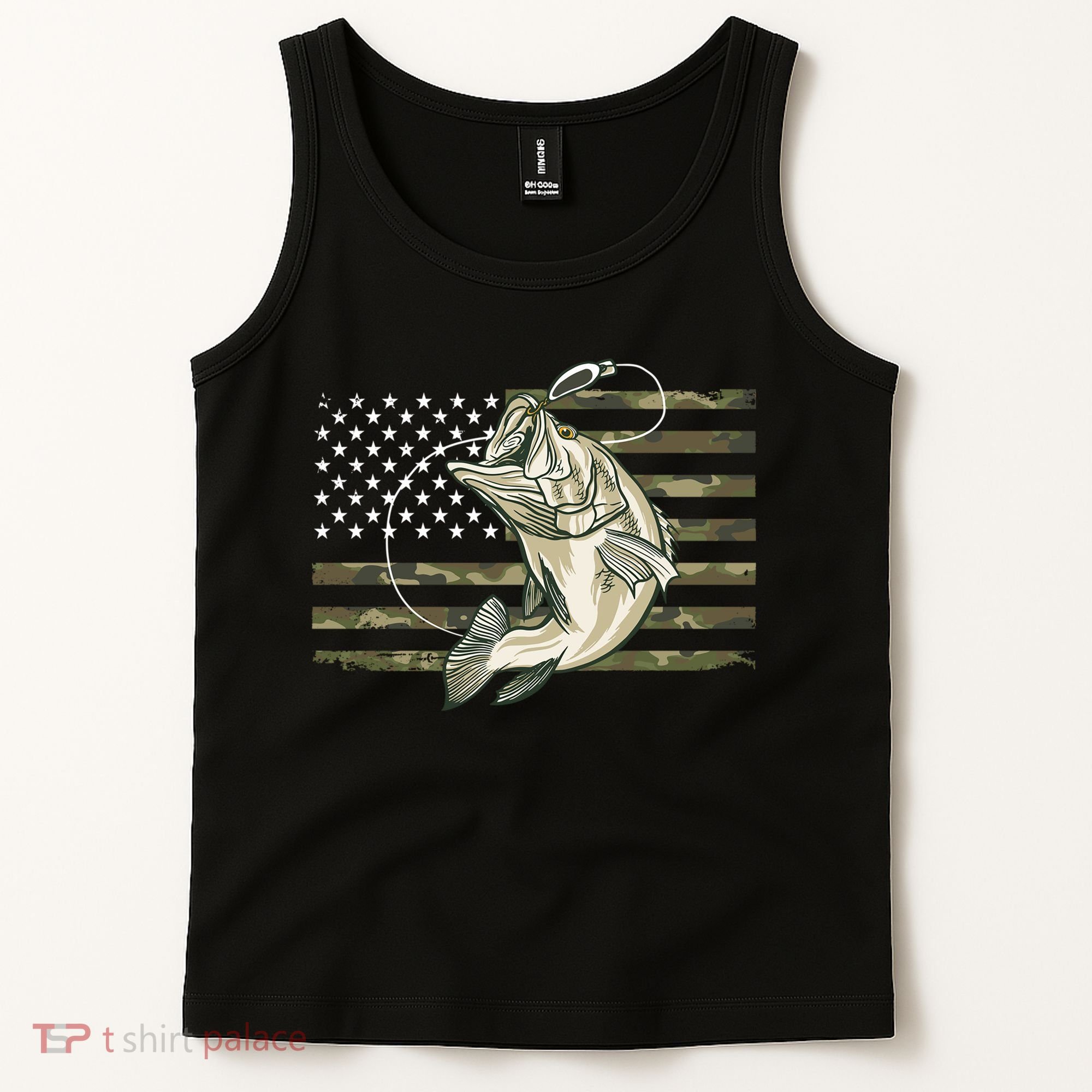 American Flag Bass Fish Fisherman Tank Top