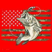 American Flag Bass Fish Fisherman Santa Hat thumb 1