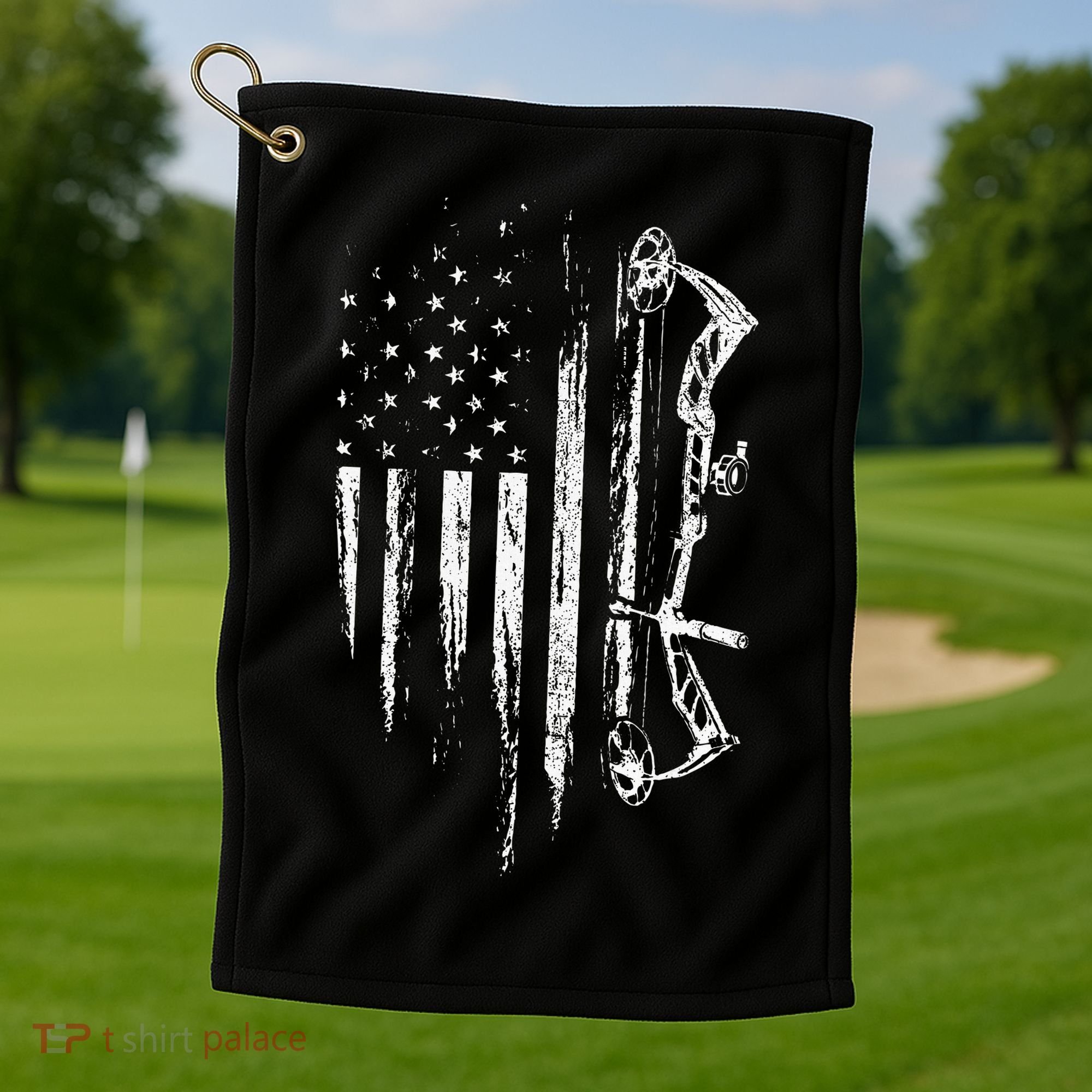 American Flag Bowhunting Bow Archery Golf Towel
