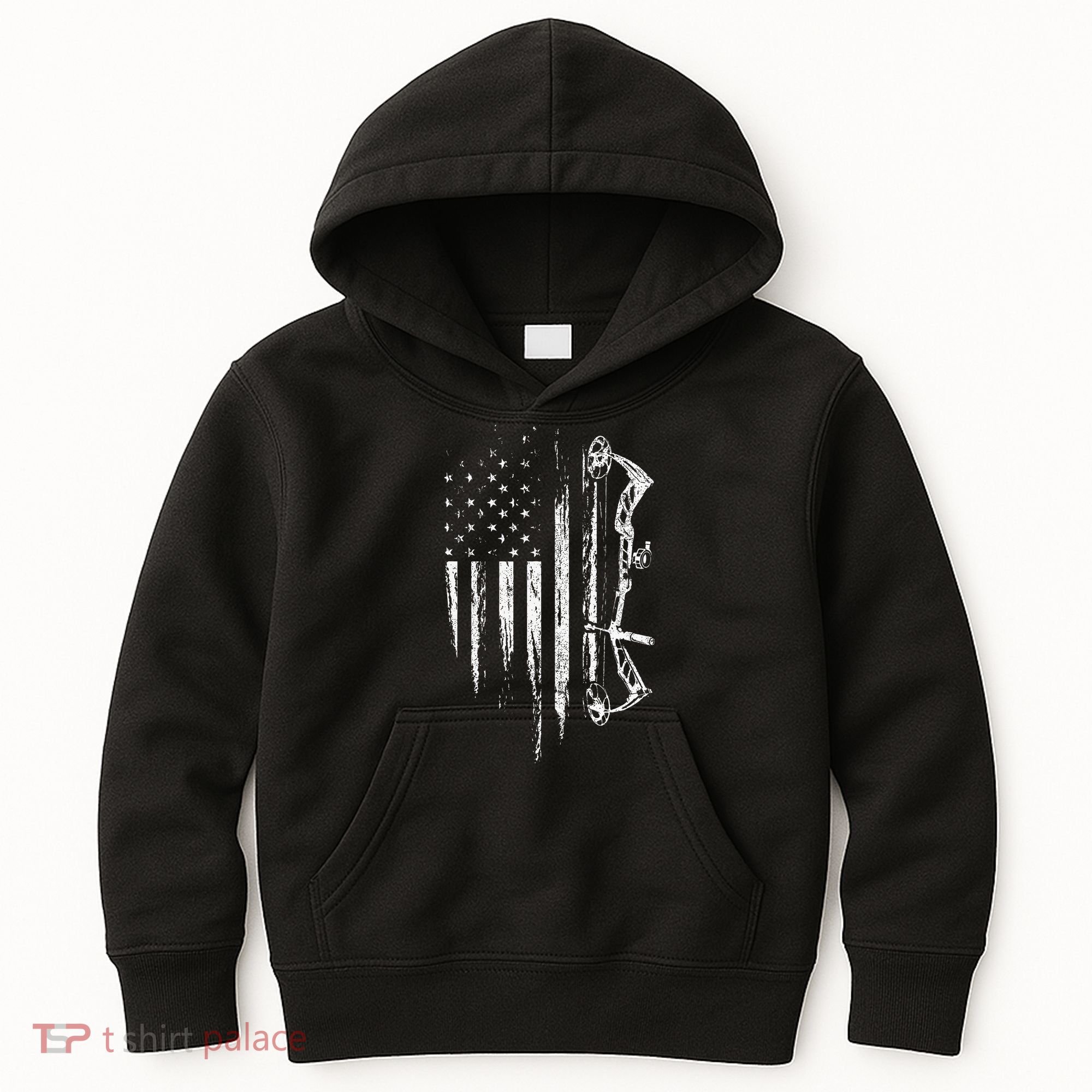 American Flag Bowhunting Bow Archery Kids Hoodie