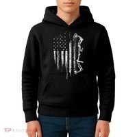 American Flag Bowhunting Bow Archery Kids Hoodie thumb 4